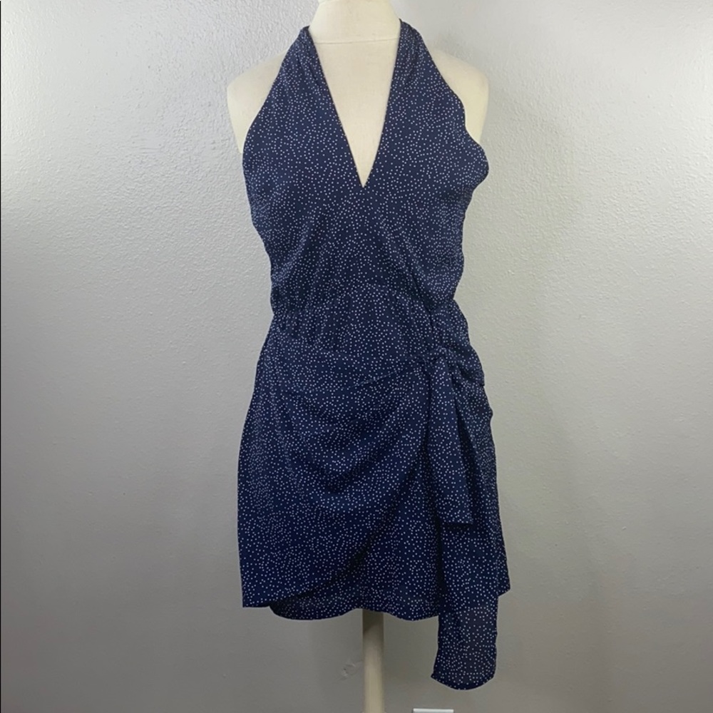 NWT Lush navy polkadot halter dress